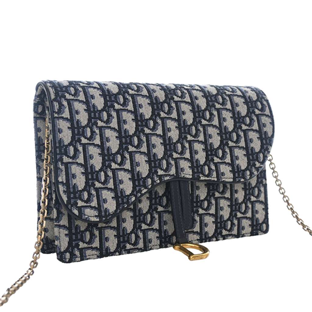 Dior Oblique Canvas Saddle Pouch Wallet on Chain Blue Canvas Very good condition - Inside View