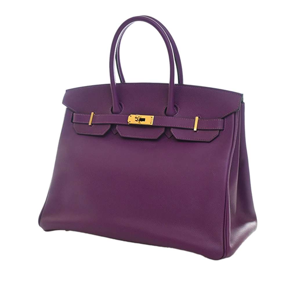 Hermès Epsom Birkin Retourne 35 Purple Leather Very good condition - Back View