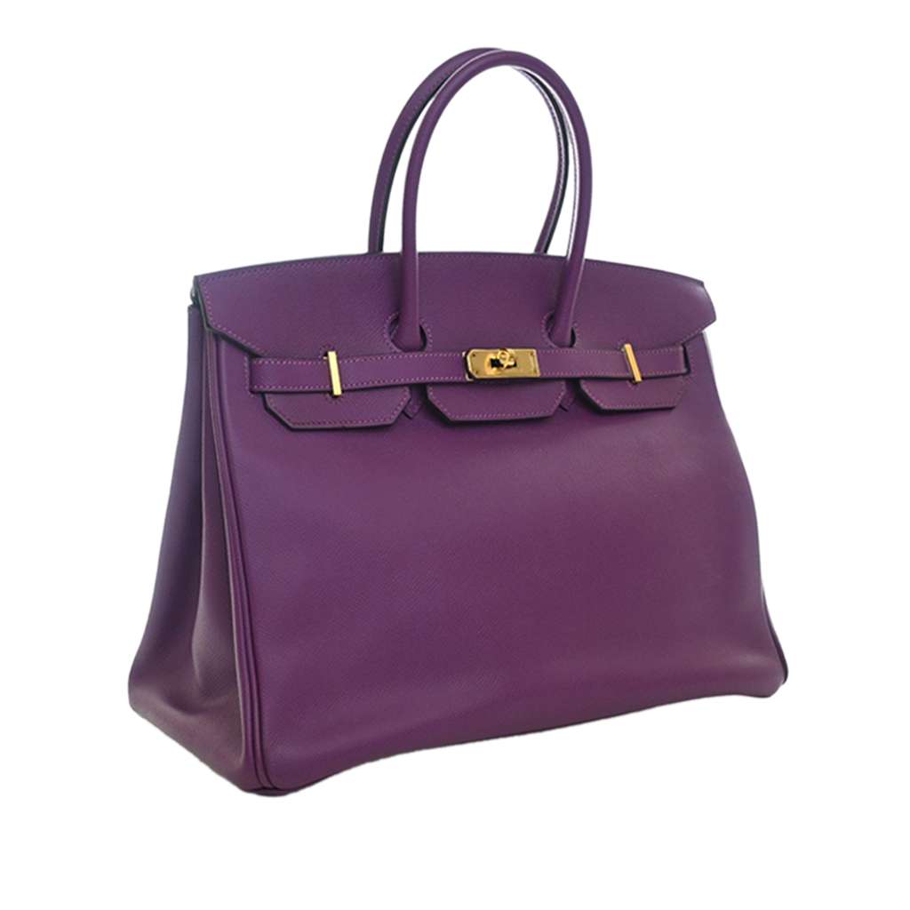 Hermès Epsom Birkin Retourne 35 Purple Leather Very good condition - Inside View