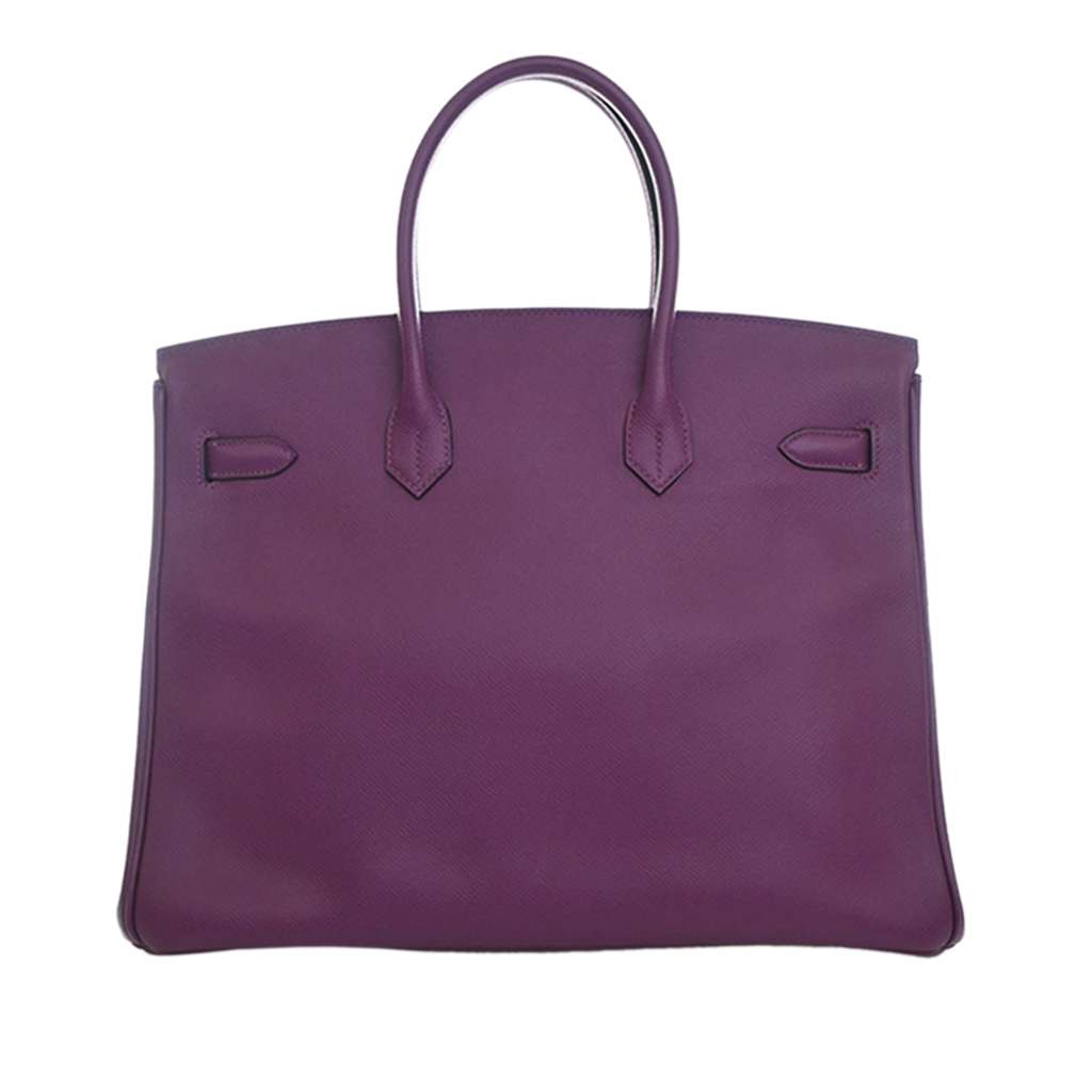 Hermès Epsom Birkin Retourne 35 Purple Leather Very good condition - Model View
