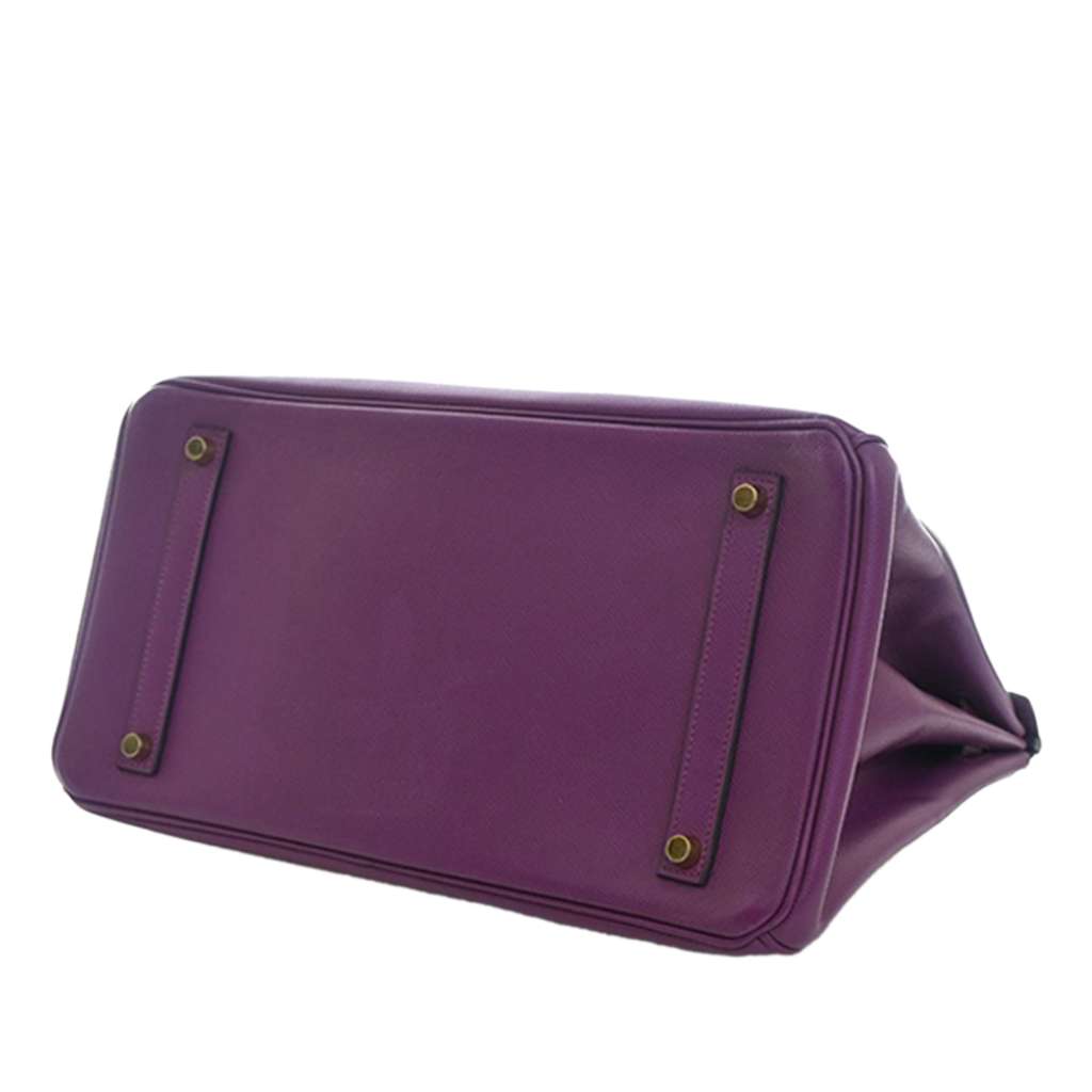 Hermès Epsom Birkin Retourne 35 Purple Leather Very good condition - Box View