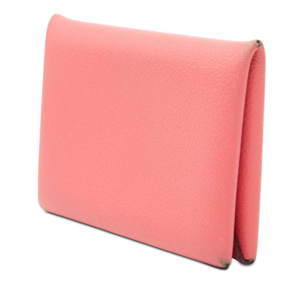 Hermès Chevre Mysore Calvi Card Holder Pink Leather Very good condition - Back View