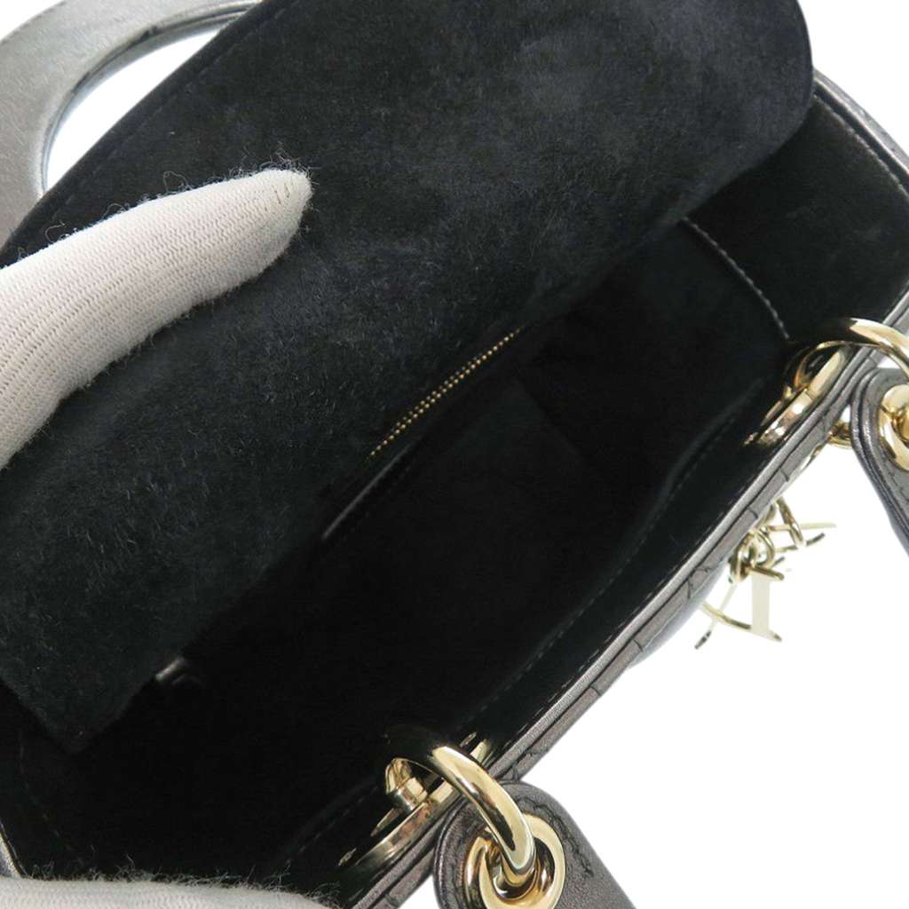 Dior Small Metallic Lambskin Cannage My ABCDior Lady Dior Grey Leather Very good condition - Model View