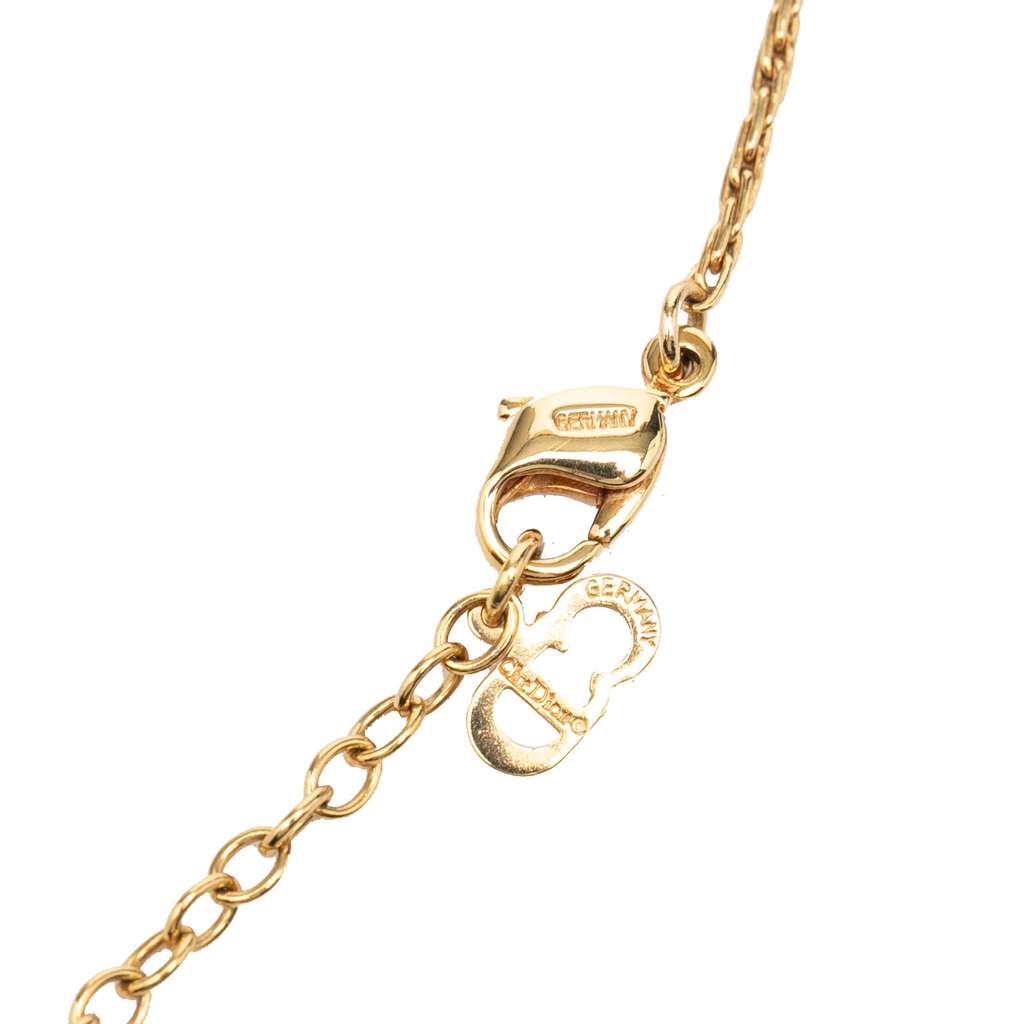 Dior Gold Plated Strass CD Logo Heart Pendant Necklace Gold Metal Very good condition - Inside View