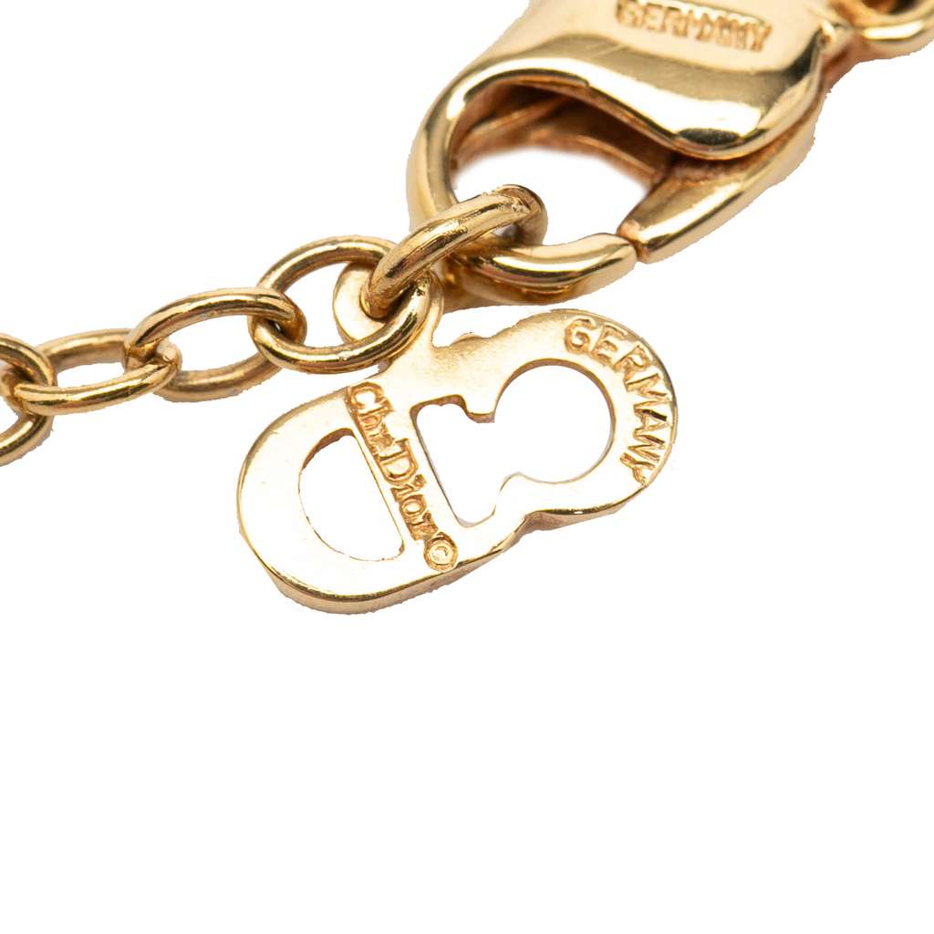 Dior Gold Plated Strass CD Logo Heart Pendant Necklace Gold Metal Very good condition - Model View