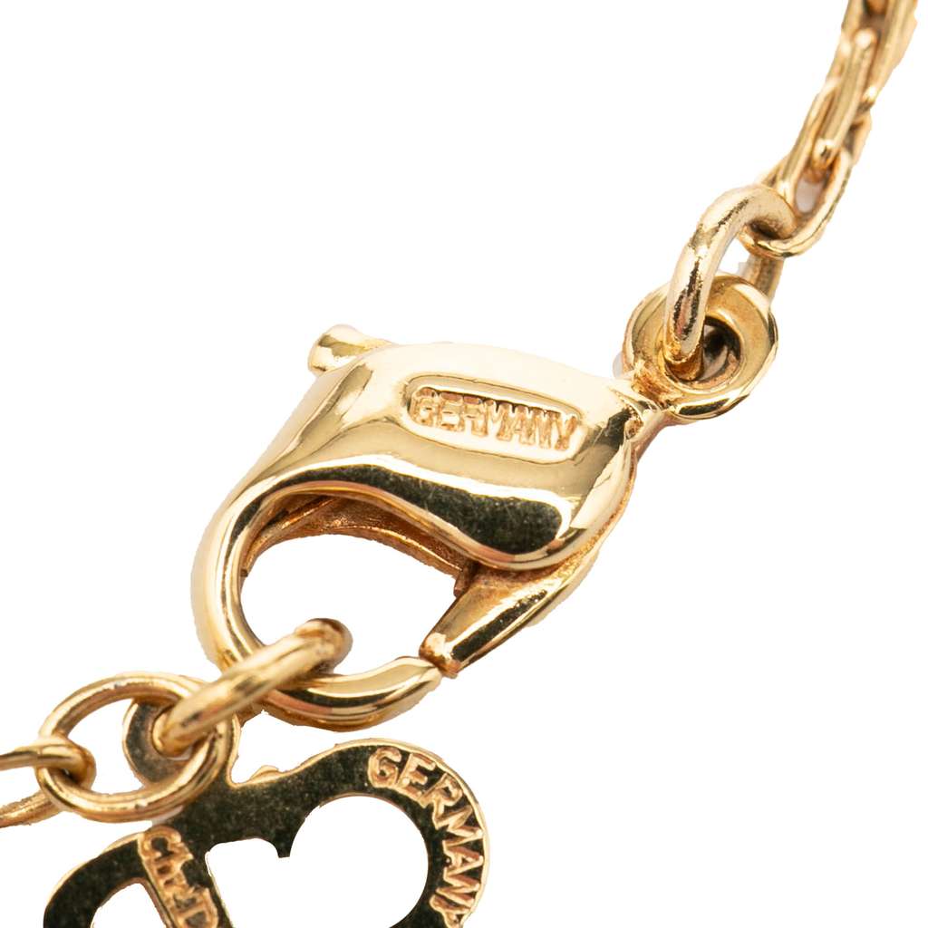 Dior Gold Plated Strass CD Logo Heart Pendant Necklace Gold Metal Very good condition - Box View