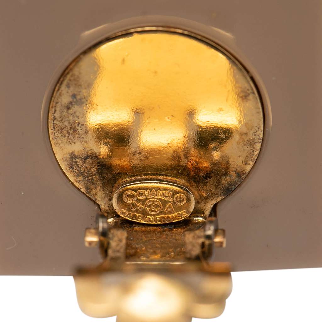 Chanel Resin CC Chocolate Bar Clip On Earrings Beige Very good condition - Inside View