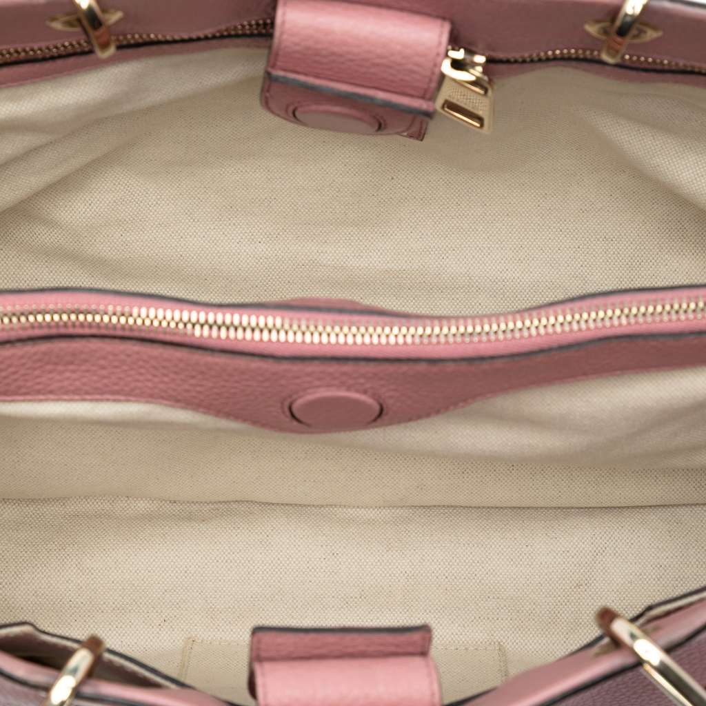 Gucci Medium Bicolor Calfskin Bamboo Shopper Satchel Pink Leather Very good condition - Model View