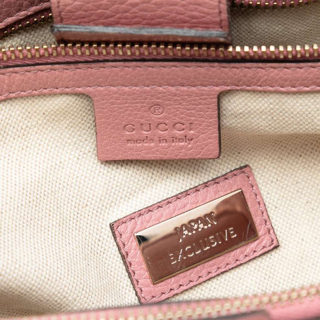 Gucci Medium Bicolor Calfskin Bamboo Shopper Satchel Pink Leather Very good condition - Box View