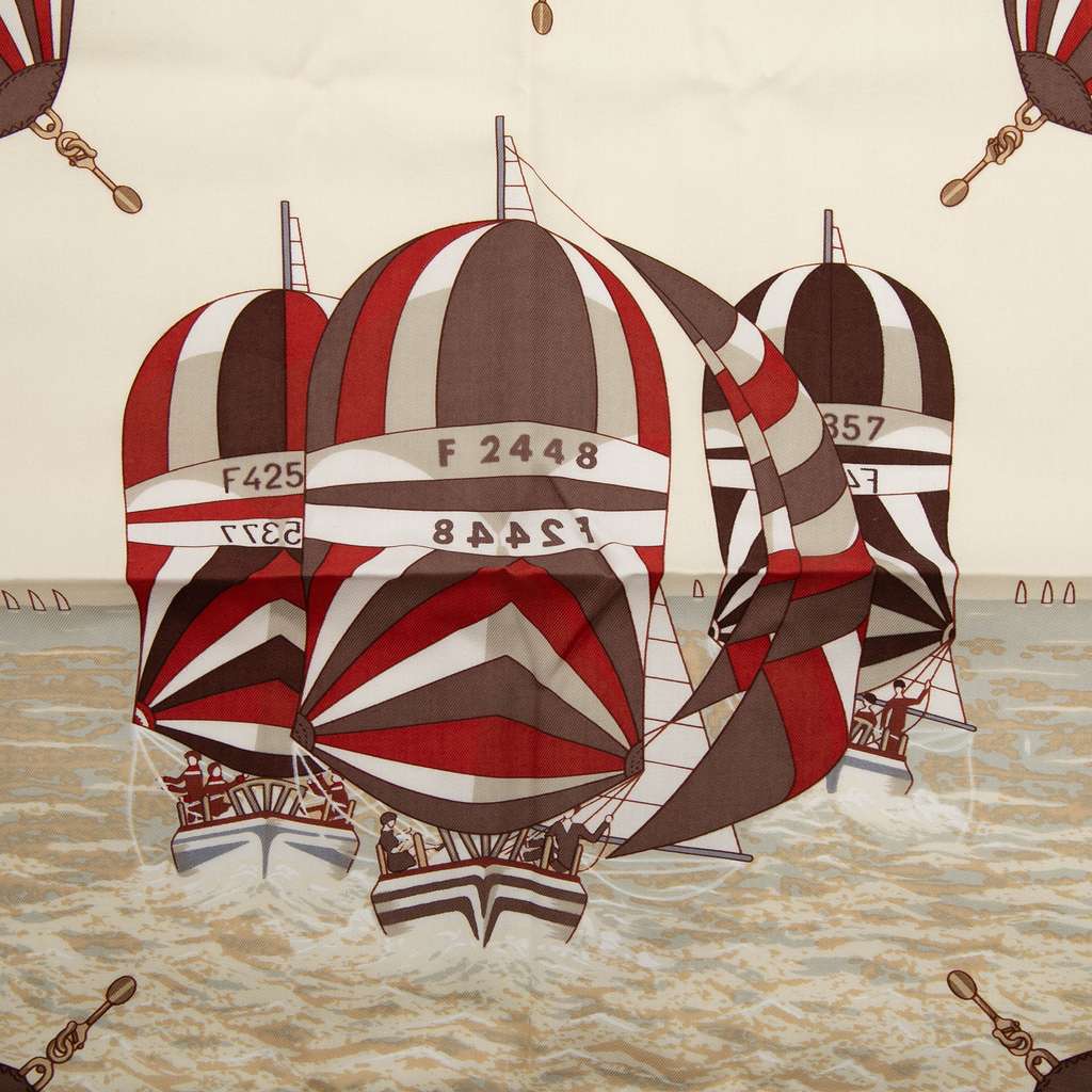 Hermès Spinnakers Silk Scarf Beige Silk Very good condition - Back View