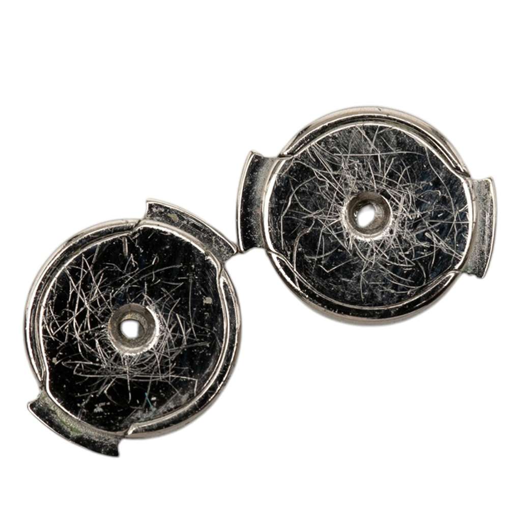 Hermès Palladium Plated Enamel Cage d H Push Back Earrings Pink Metal Very good condition - Inside View