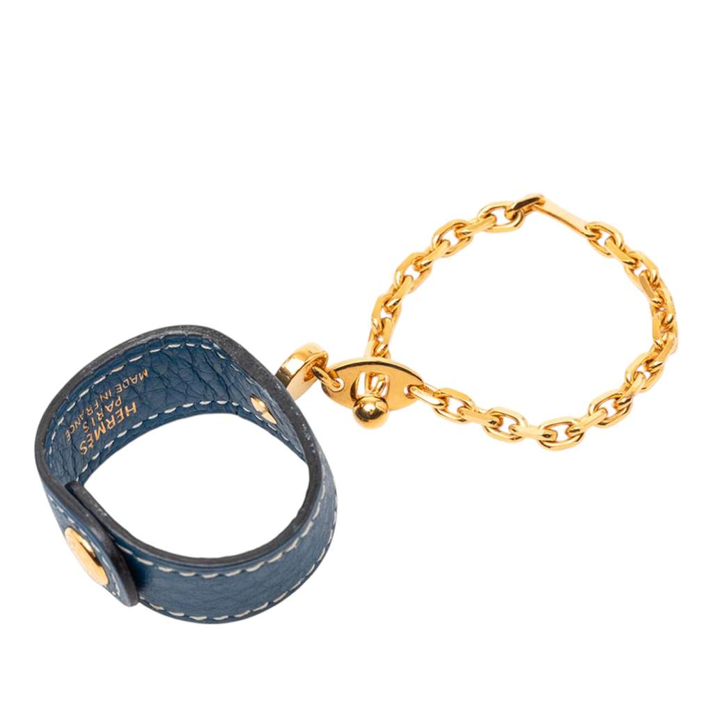 Hermès Togo Nomad Glove Holder Blue Leather Very good condition - Back View