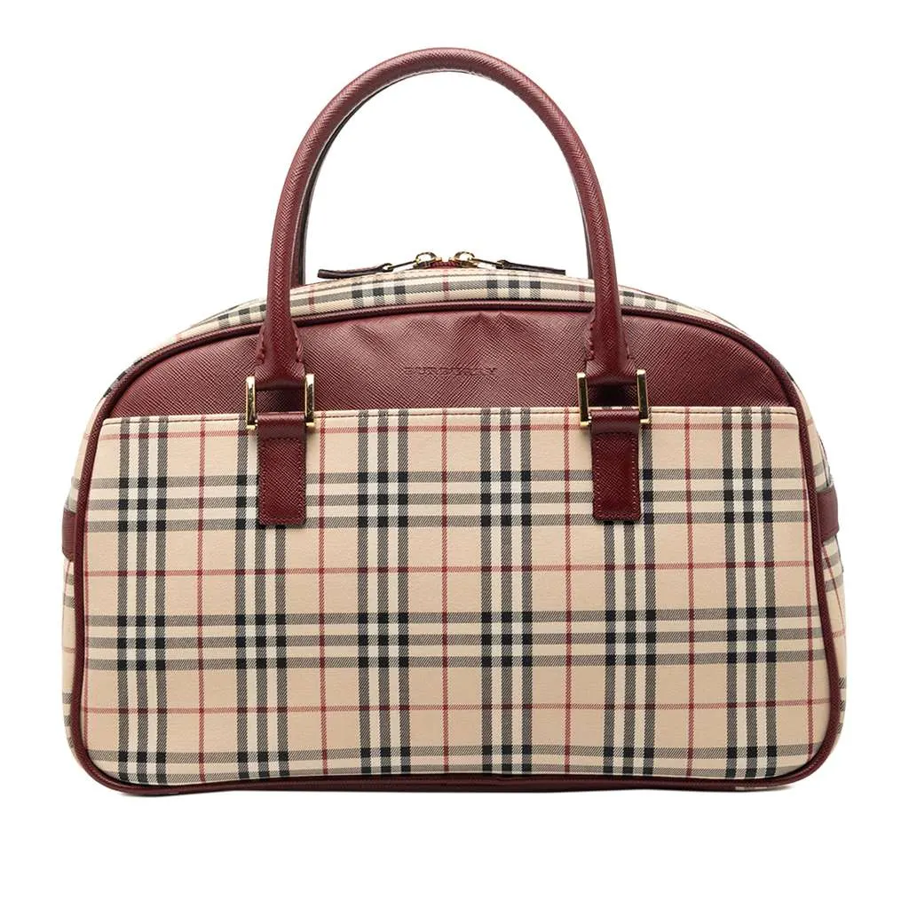 Burberry House Check Canvas Handbag Beige Canvas Very good - Front View