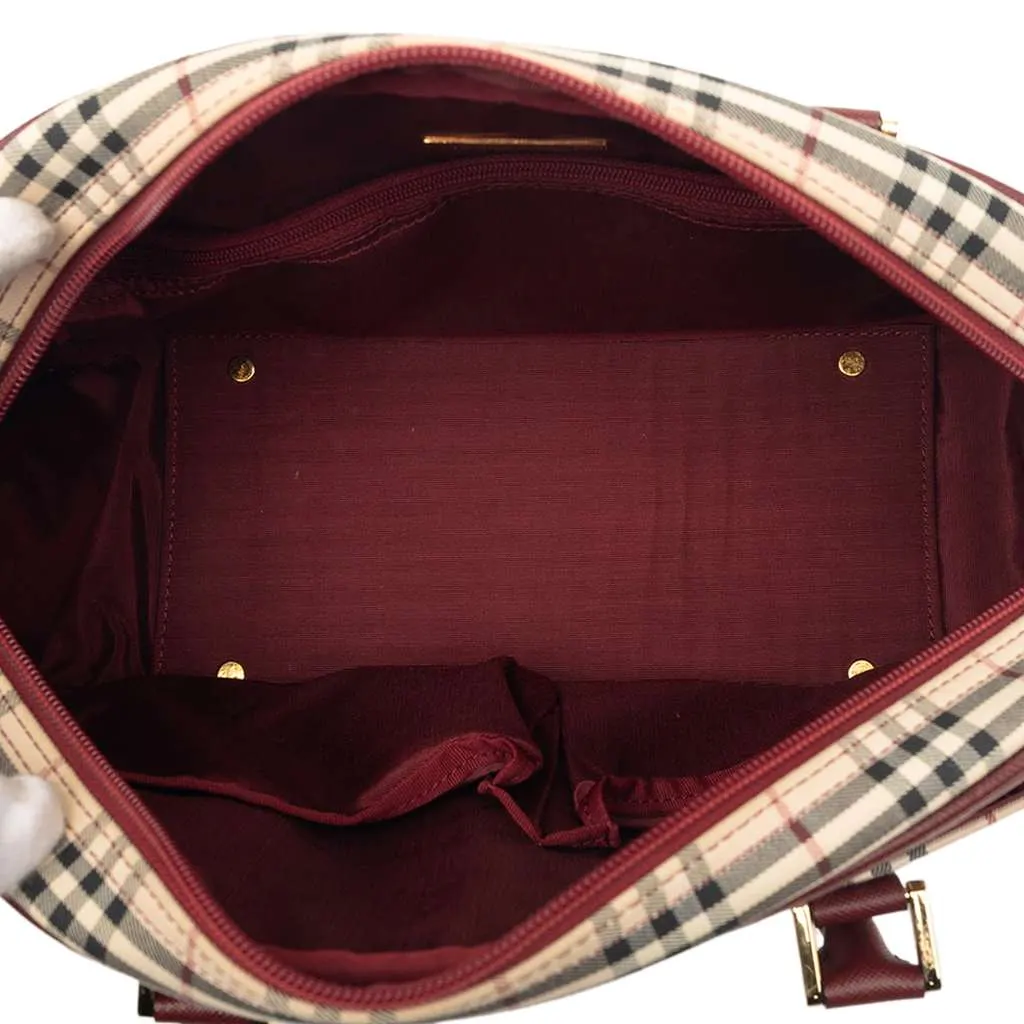 Burberry House Check Canvas Handbag Beige Canvas Very good - Model View
