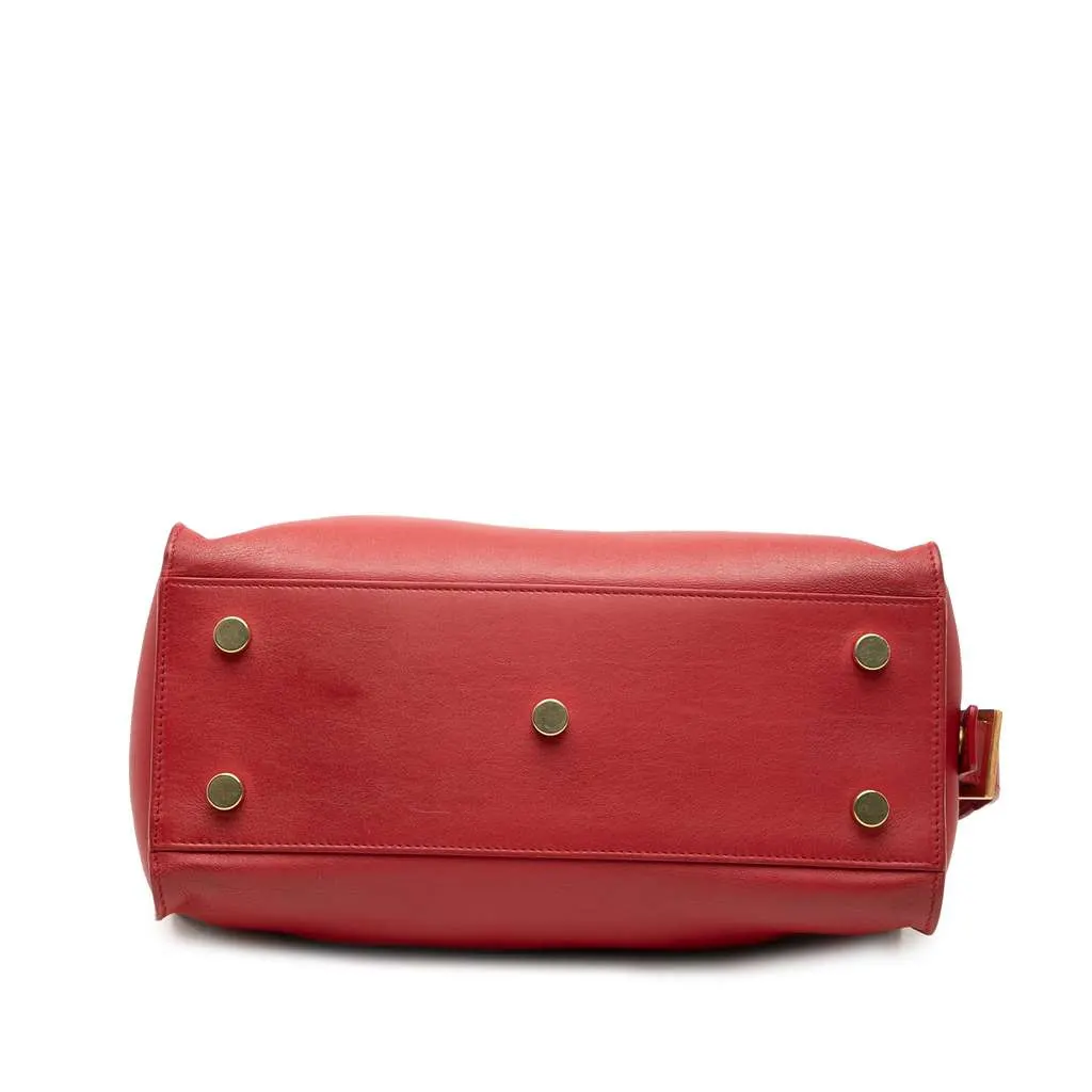 Saint Laurent Baby Leather Monogram Downtown Cabas Satchel Red Leather Good - Inside View