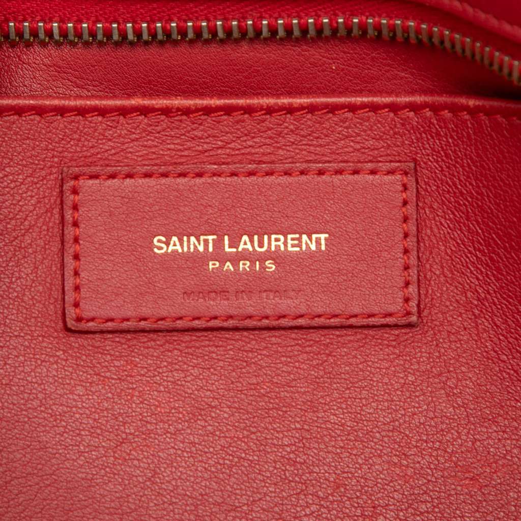 Saint Laurent Baby Leather Monogram Downtown Cabas Satchel Red Leather Very good condition - Box View