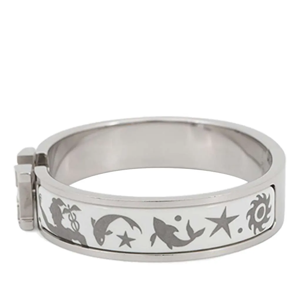 Hermès Narrow Enamel Sous le Charme d Orphee Clic H Bracelet PM Silver Very good - Back View
