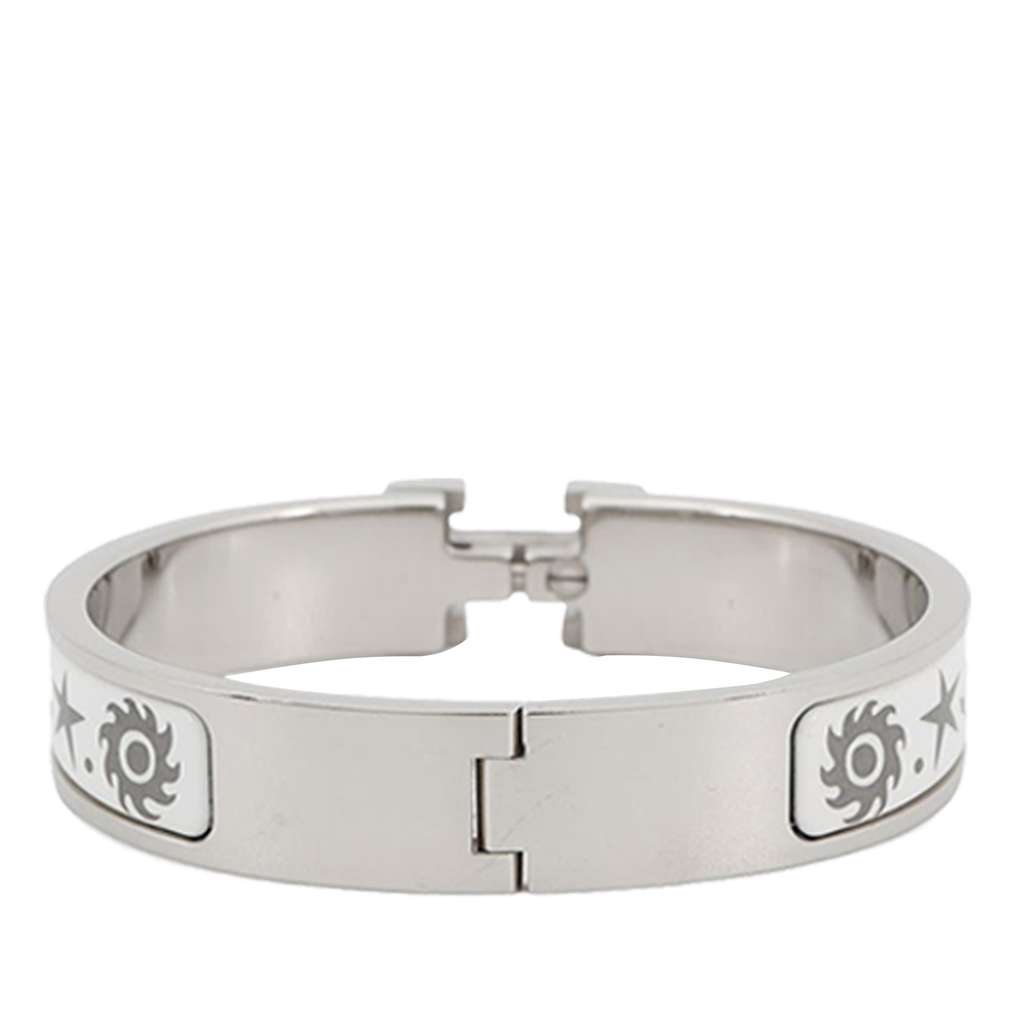 Hermès Narrow Enamel Sous le Charme d Orphee Clic H Bracelet PM Silver Very good condition - Inside View