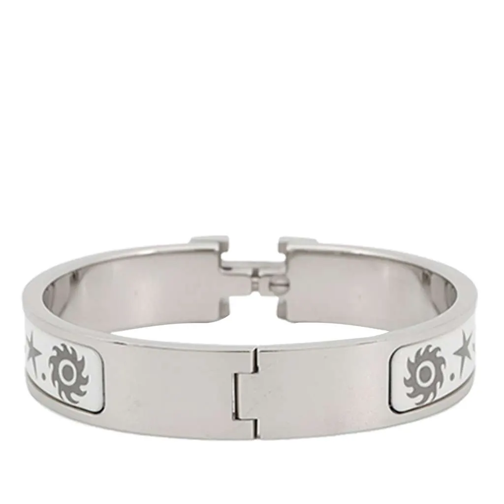 Hermès Narrow Enamel Sous le Charme d Orphee Clic H Bracelet PM Silver Very good - Inside View