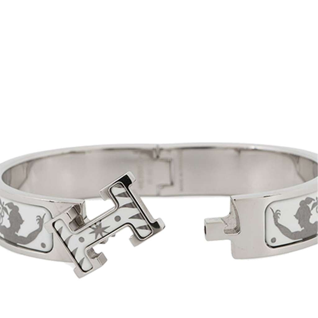 Hermès Narrow Enamel Sous le Charme d Orphee Clic H Bracelet PM Silver Very good condition - Model View