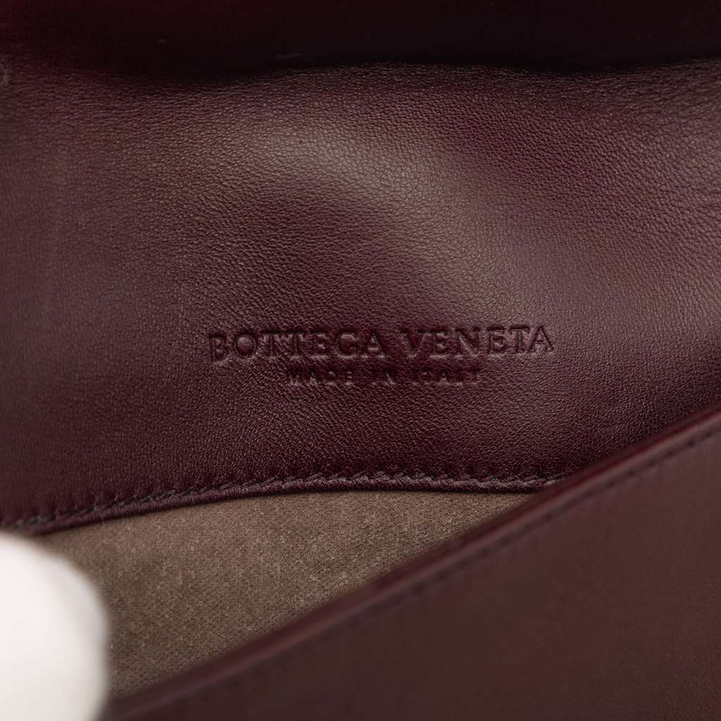 Bottega Veneta Intrecciato Trimmed Leather Double Sided Flap Satchel Red Leather Very good condition - Box View