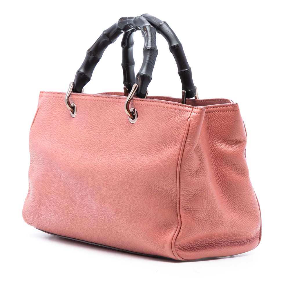 Gucci Medium Calfskin Bamboo Shopper Satchel Pink Leather Very good condition - Back View
