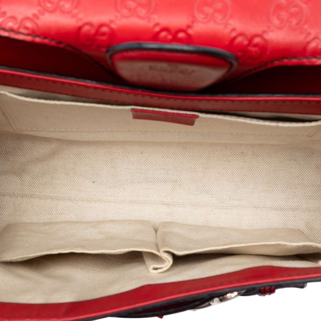 Gucci Medium Guccissima Emily Shoulder Bag Red Leather Very good condition - Model View