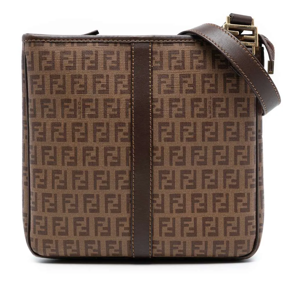 Fendi Zucchino Spalmati Crossbody Brown Canvas Very good - Front View