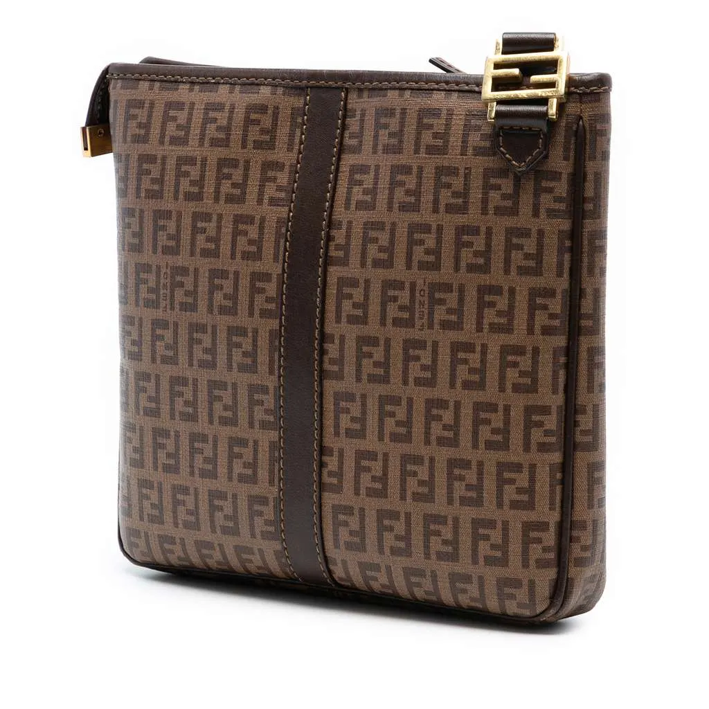 Fendi Zucchino Spalmati Crossbody Brown Canvas Very good - Back View