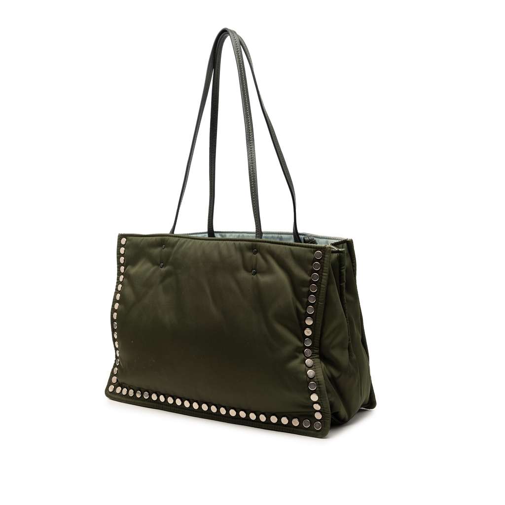 Prada Tessuto Studded Etiquette Tote Brown Very good condition - Back View