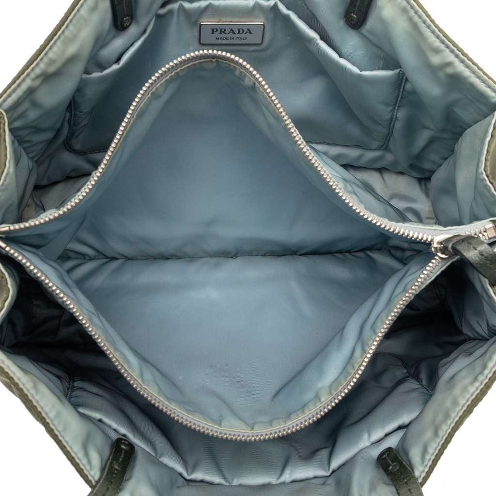 Prada Tessuto Studded Etiquette Tote Brown Very good condition - Model View