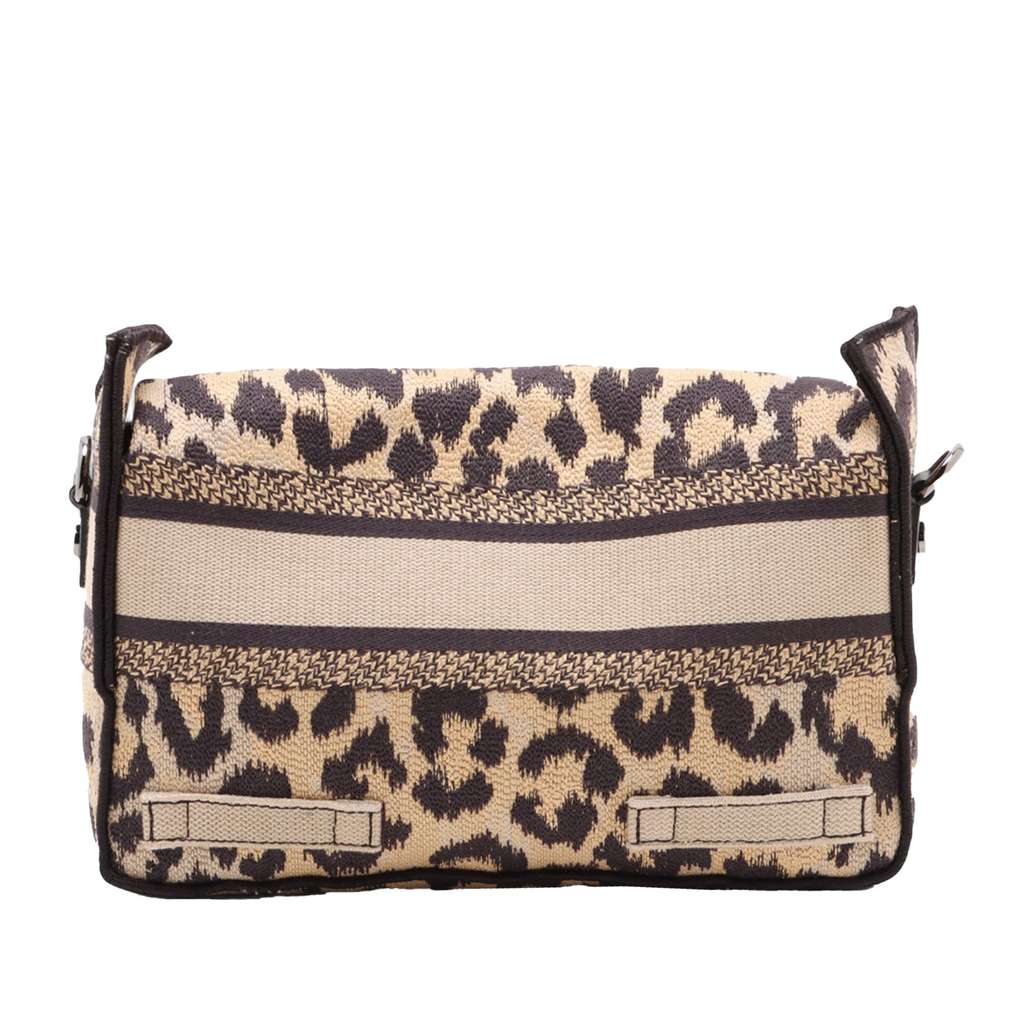Dior Mizza Small Embroidered Canvas Leopard DiorCamp Messenger Bag Beige Canvas Very good condition - Back View