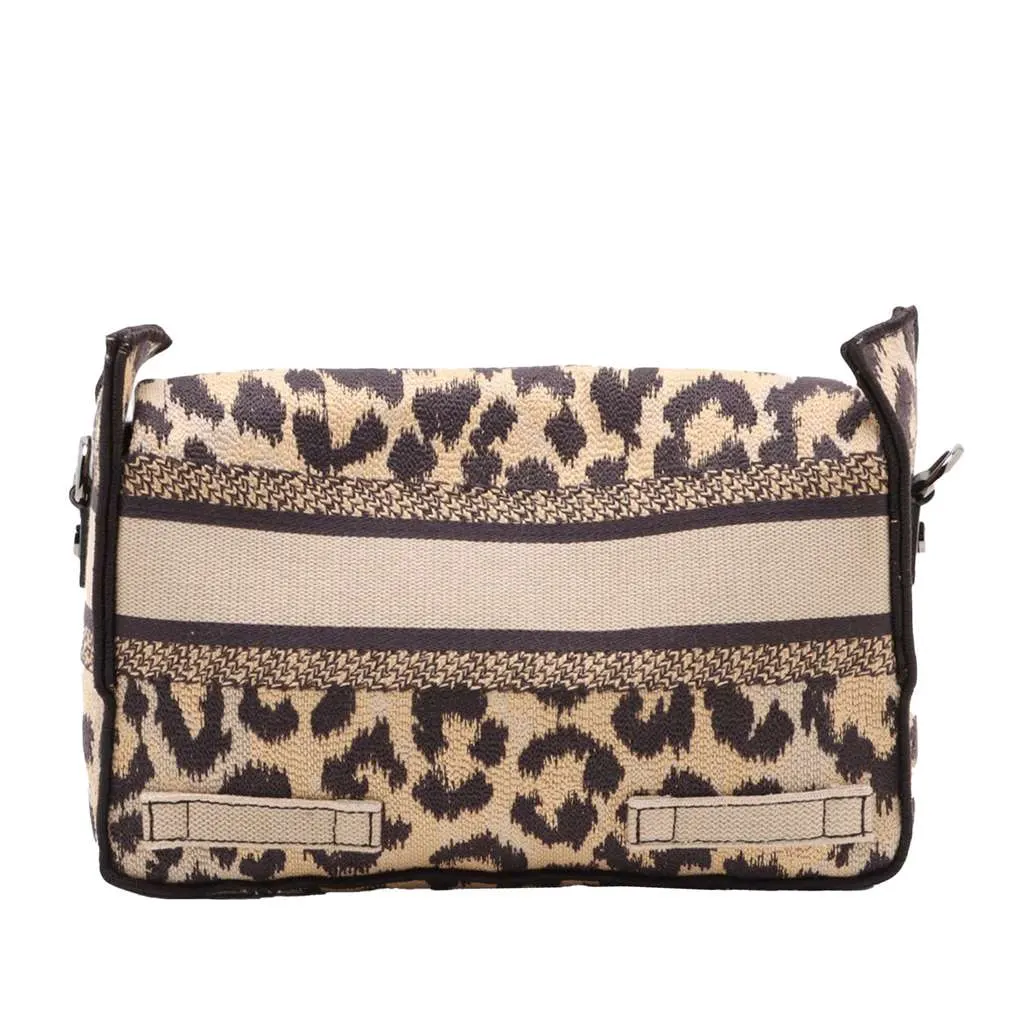 Dior Mizza Small Embroidered Canvas Leopard DiorCamp Messenger Bag Beige Canvas Very good - Back View