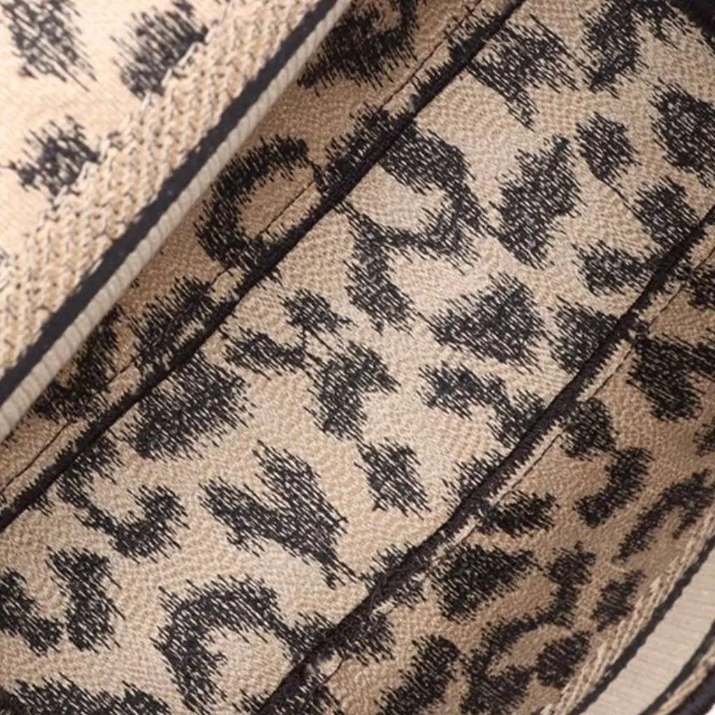 Dior Mizza Small Embroidered Canvas Leopard DiorCamp Messenger Bag Beige Canvas Very good - Inside View