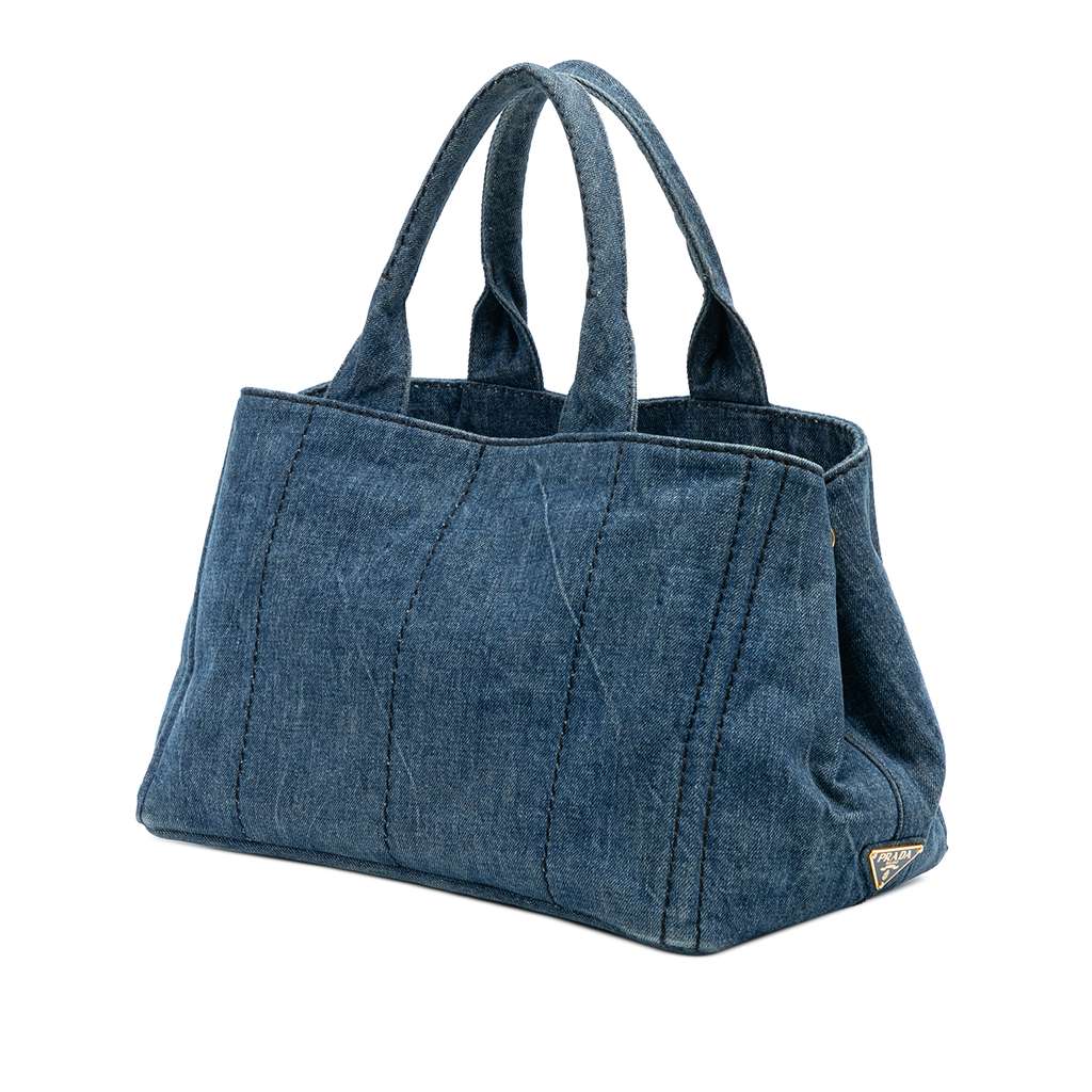Prada Denim Canapa Logo Satchel Blue Denim Very good condition - Back View