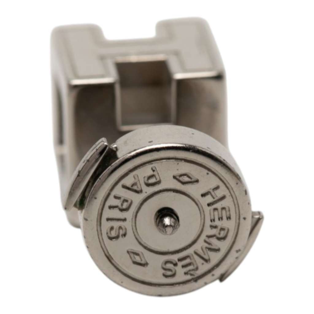 Hermès Palladium Plated Lacquered Cage dH Earrings Silver Metal Very good condition - Inside View