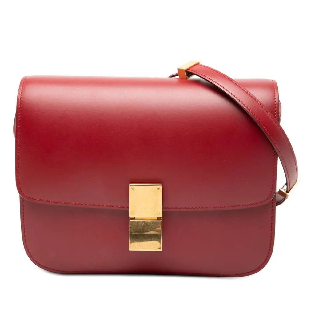 Celine Medium Calfskin Classic Box Red Leather Very good - Front View