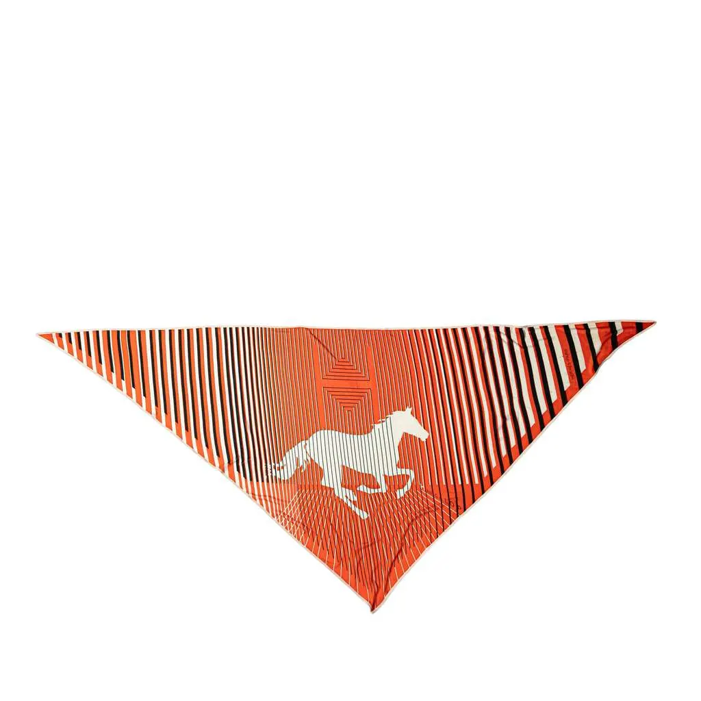 Hermès Triangular H Au Galop Silk Scarf Orange Silk Very good - Front View