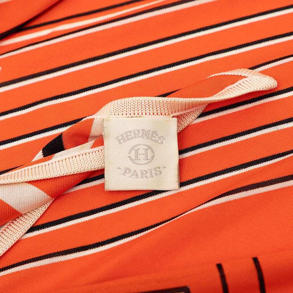 Hermès Triangular H Au Galop Silk Scarf Orange Silk Very good condition - Inside View
