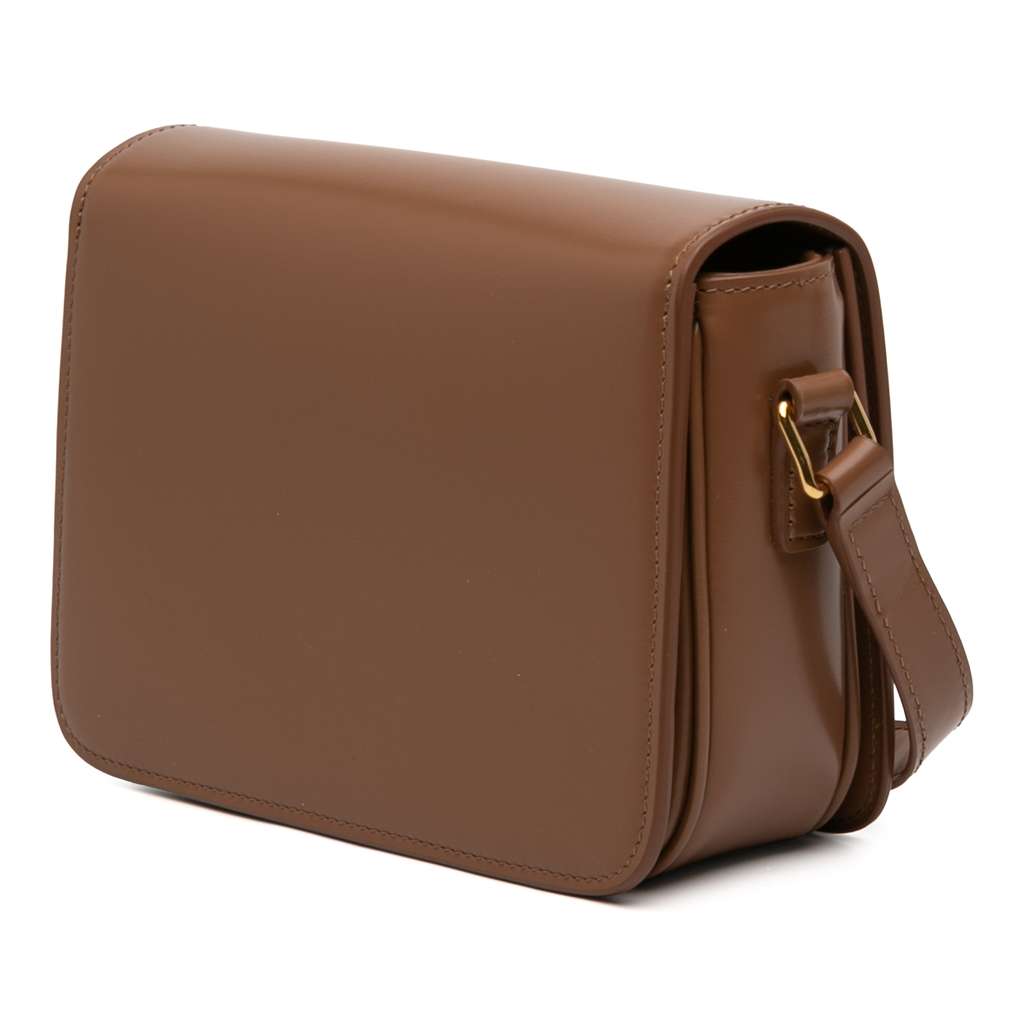 Celine Teen Shiny Calfskin Triomphe Crossbody Brown Leather Very good condition - Back View