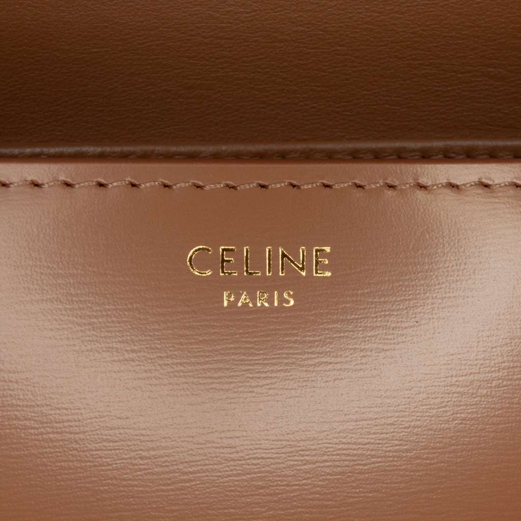 Celine Teen Shiny Calfskin Triomphe Crossbody Brown Leather Very good condition - Box View