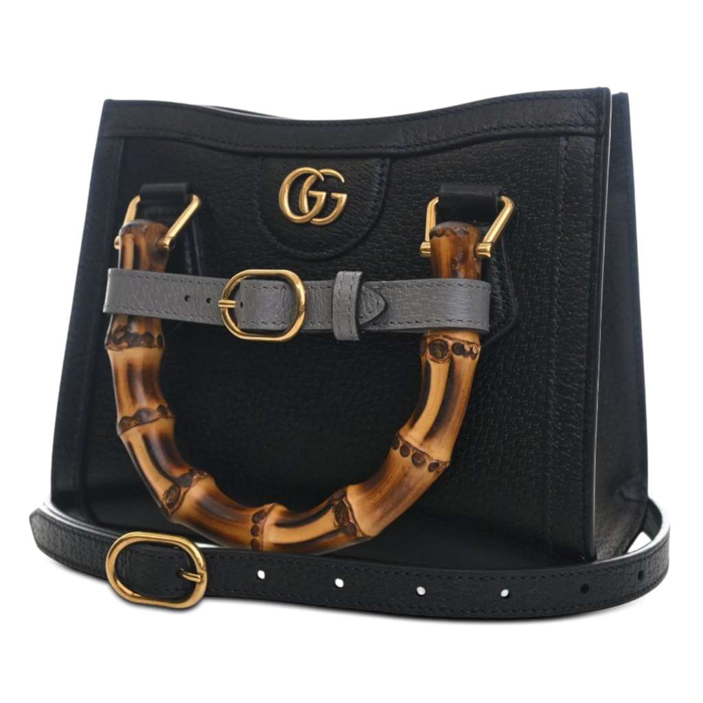 Gucci Small Calfskin Bamboo Diana Satchel Black Leather Very good condition - Inside View