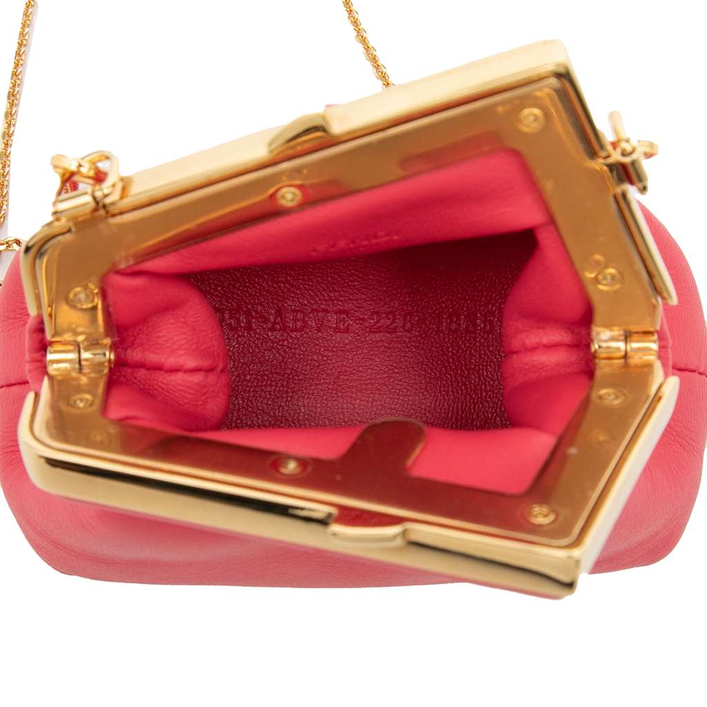 Fendi Nano Shiny Nappa First Bag Charm Crossbody Pink Leather Very good condition - Model View