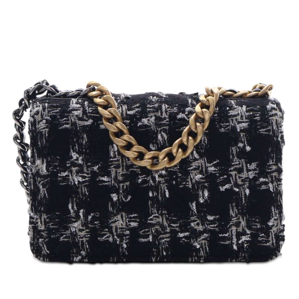 Chanel Tweed 19 Wallet On Chain Black Tweed Very good condition - Model View