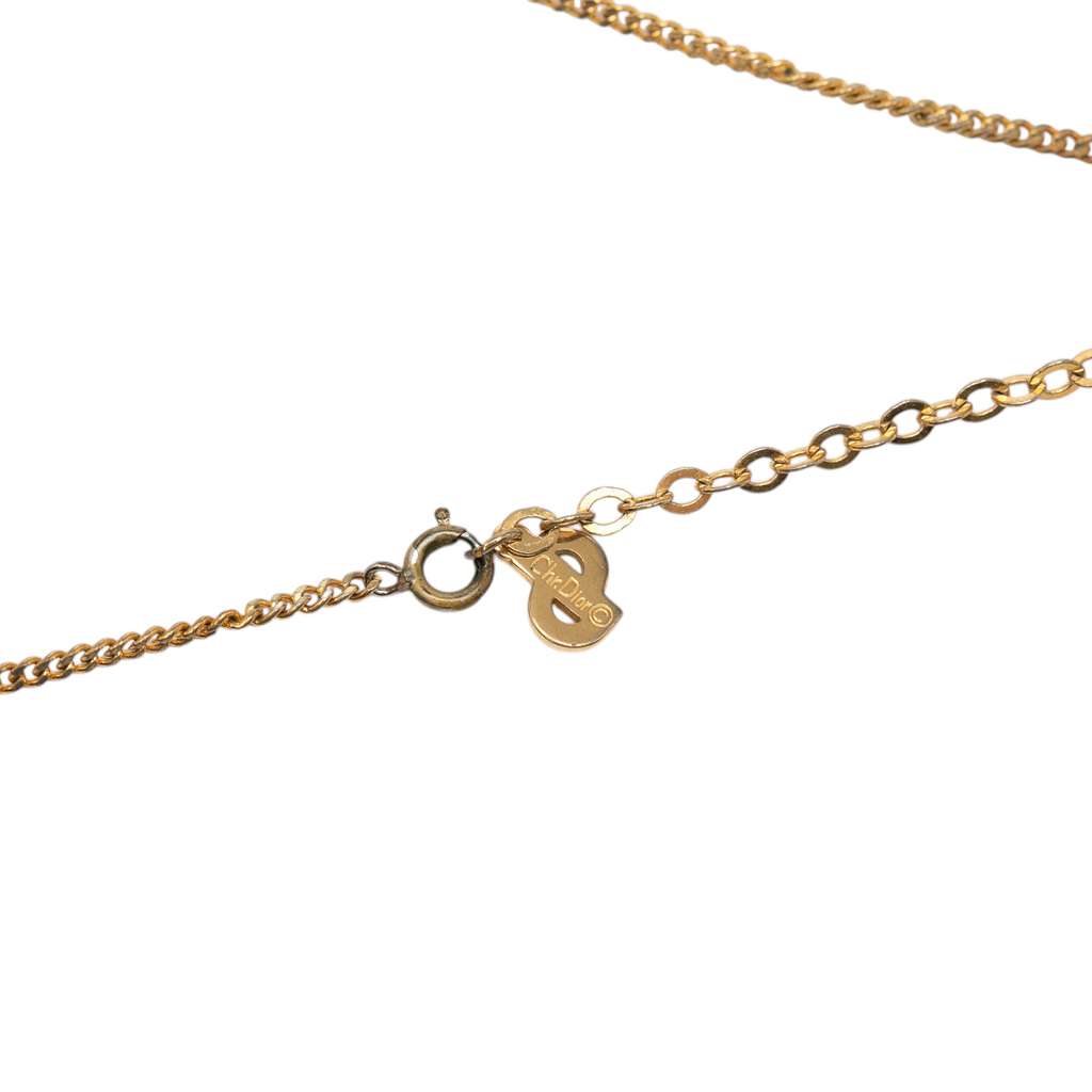 Dior Gold Plated Strass CD Logo Pendant Necklace Gold Metal Very good condition - Model View