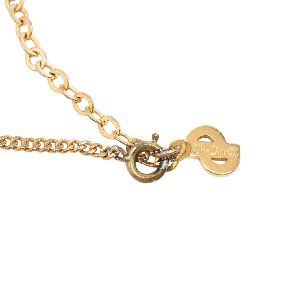 Dior Gold Plated Strass CD Logo Pendant Necklace Gold Metal Very good condition - Box View