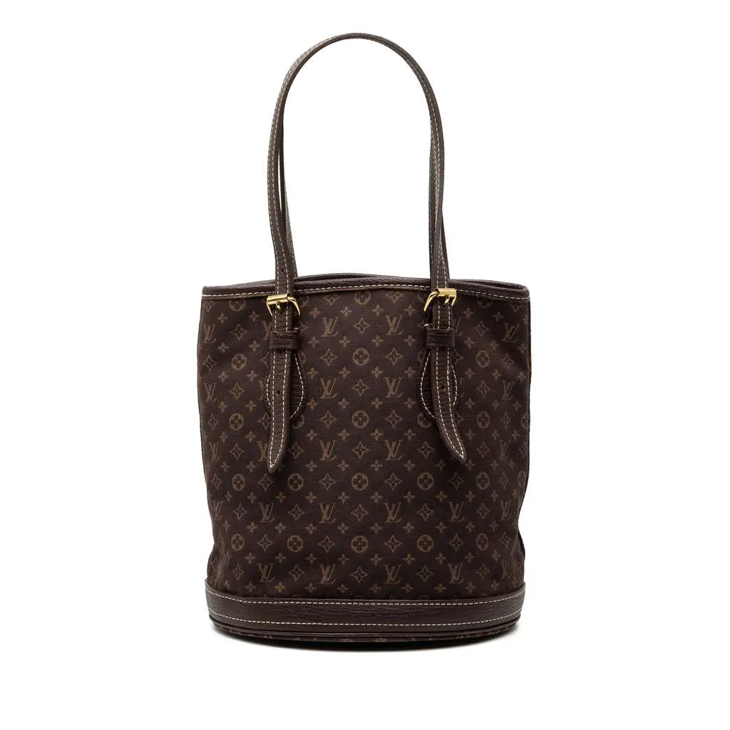 Louis Vuitton Monogram Mini Lin Bucket PM Brown Canvas Very good - Front View