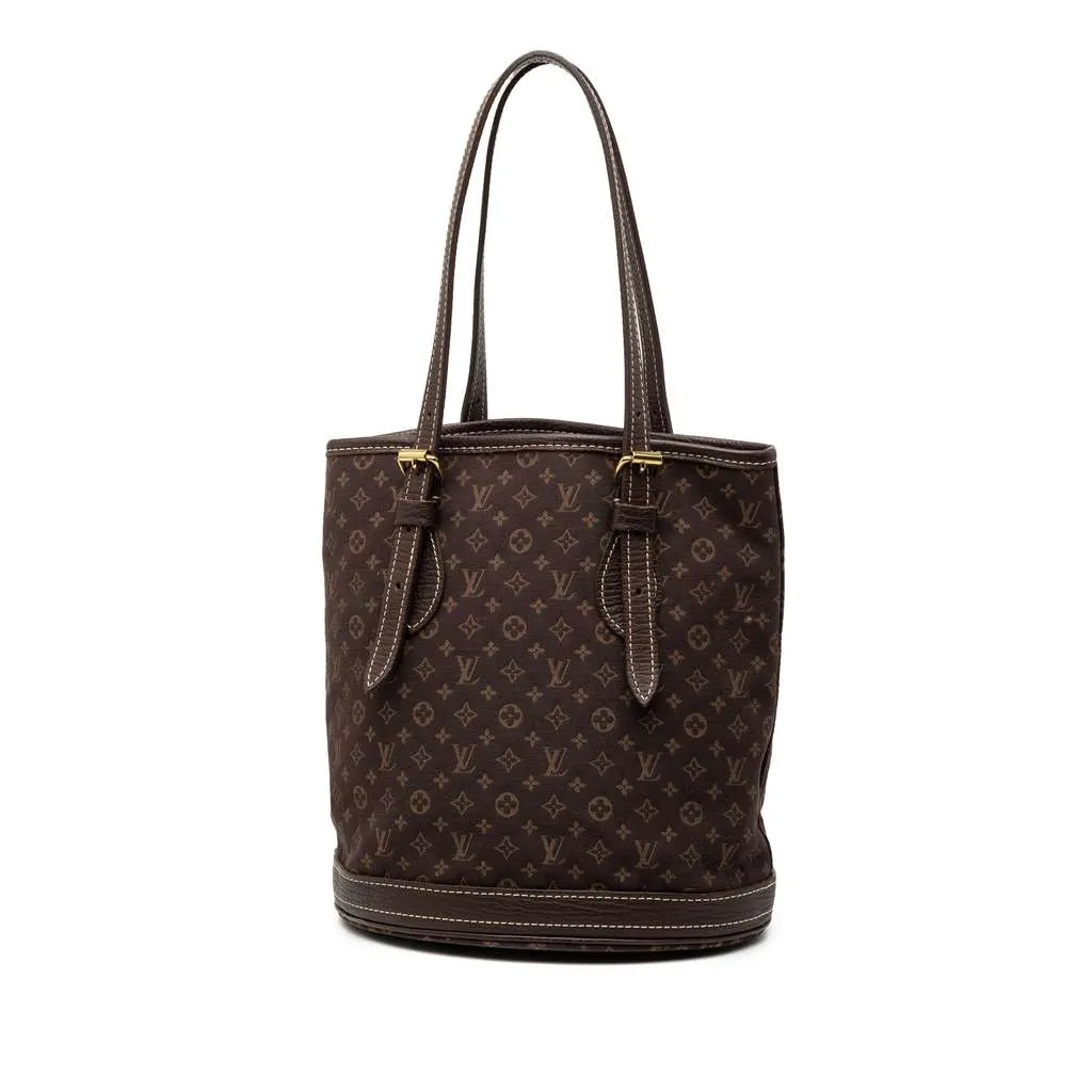 Louis Vuitton Monogram Mini Lin Bucket PM Brown Canvas Very good - Back View