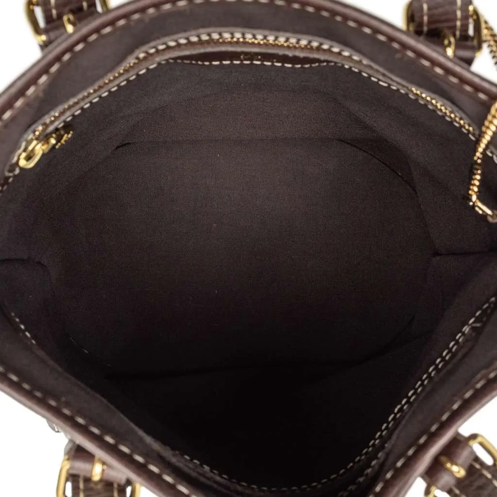Louis Vuitton Monogram Mini Lin Bucket PM Brown Canvas Very good - Model View