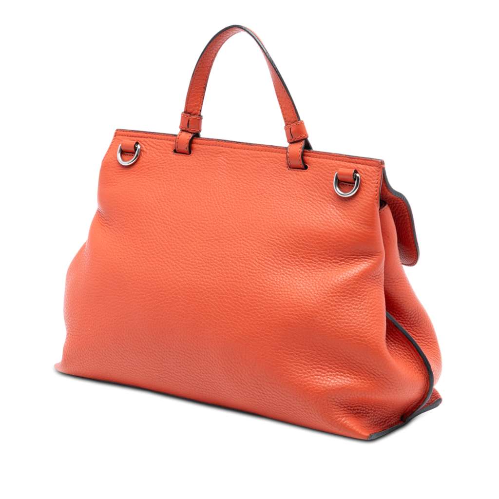 Gucci Medium Leather Bamboo Daily Satchel Orange Leather Very good condition - Back View